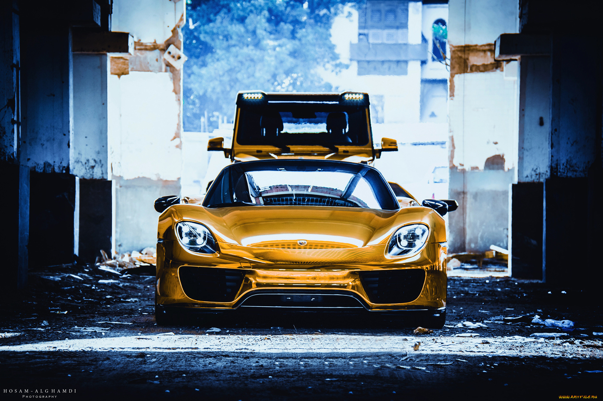 , porsche, spyder, golden, 918